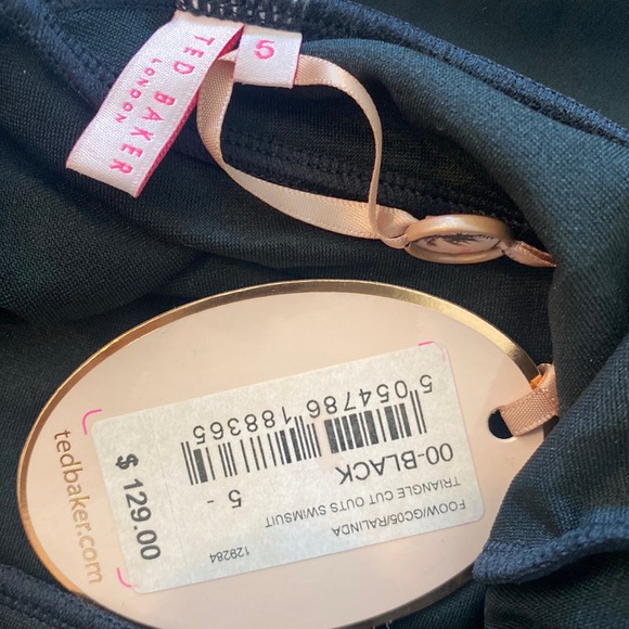 Ted Baker London Black Ralinda Low Cut Halter Swim Bathing Suit Womens 5 12 NWT - Picture 8 of 11